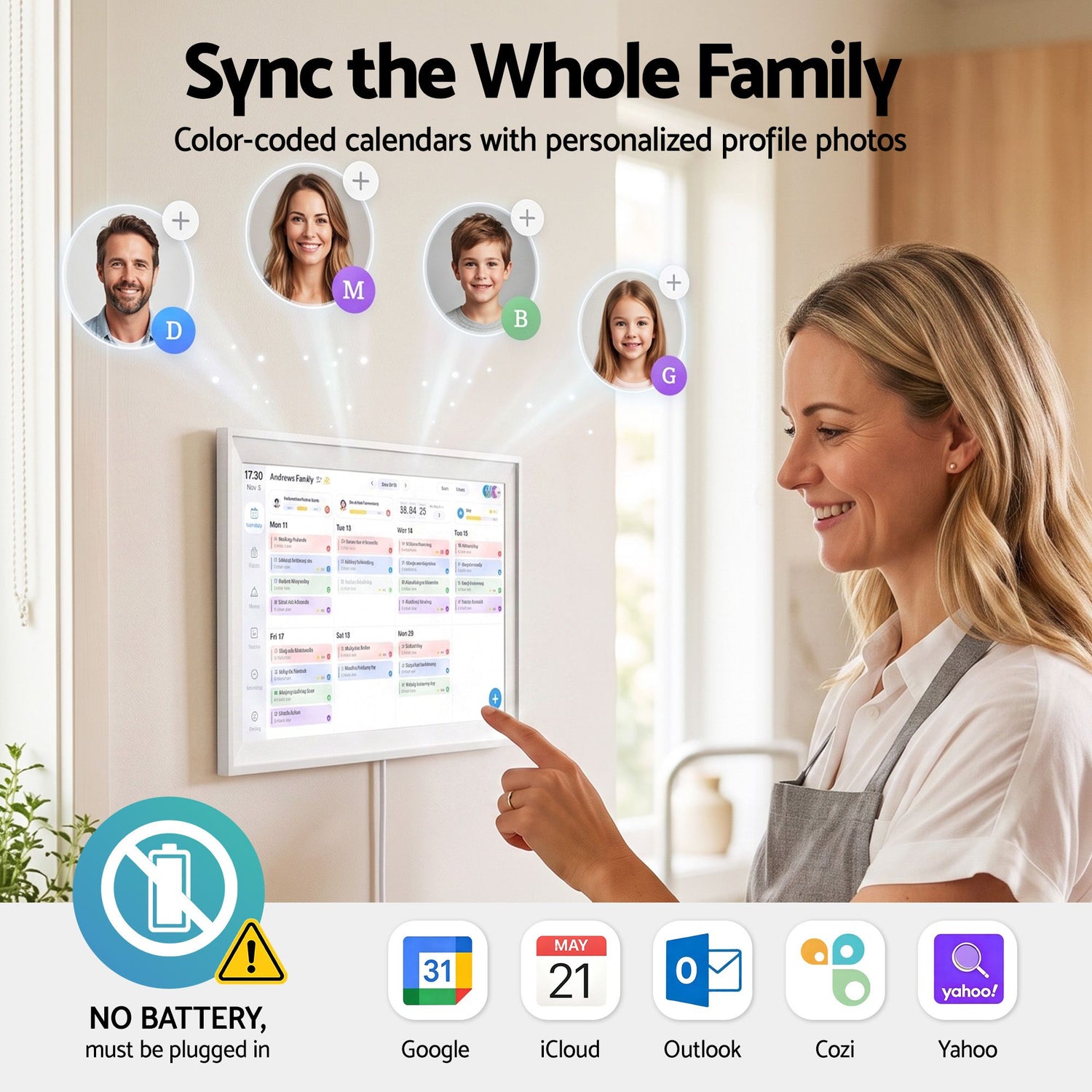 Artiss 10" Digital Calendar Planner Smart Photo Frame Family Chore Chart &amp; Sync
