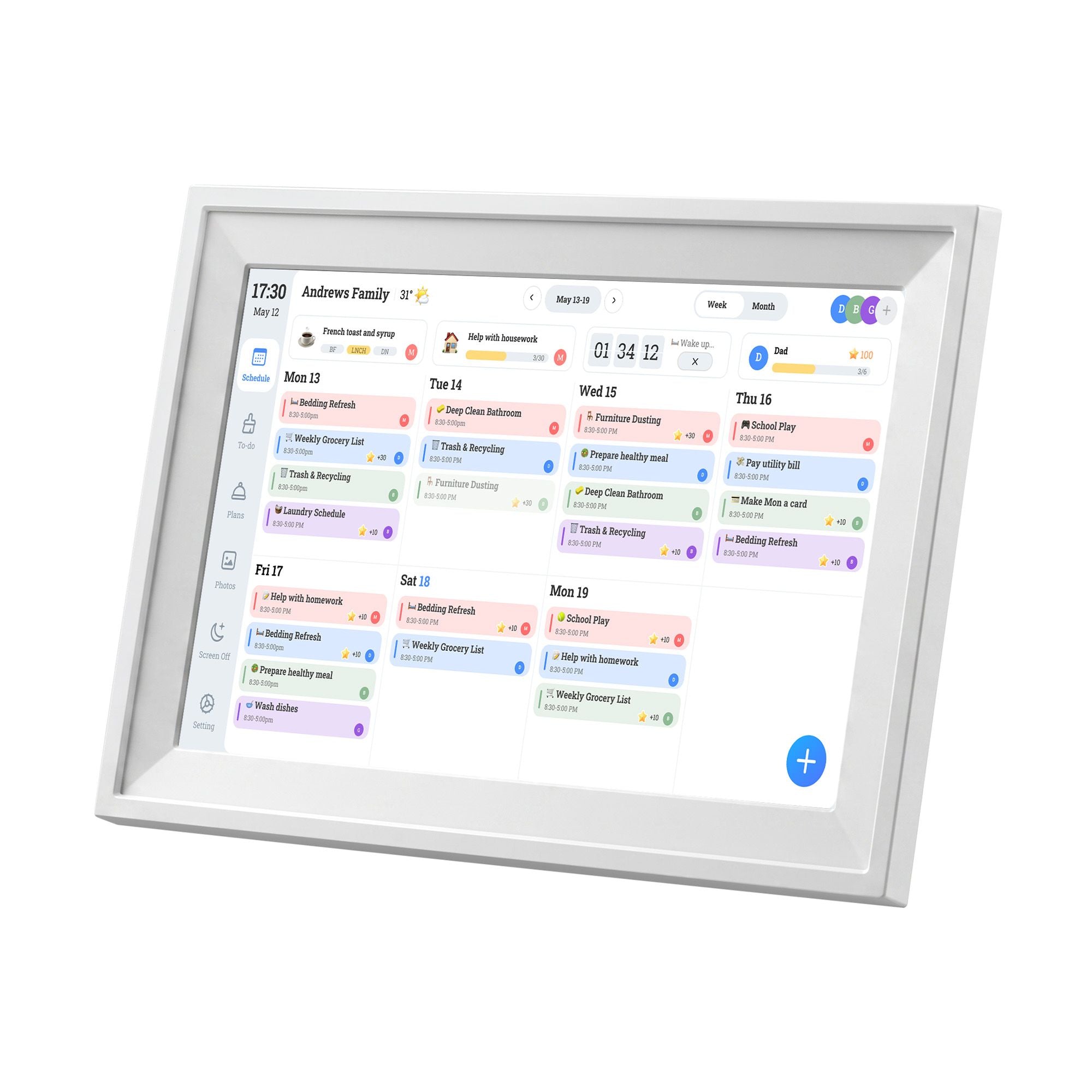Artiss 10" Digital Calendar Planner Smart Photo Frame Family Chore Chart &amp; Sync