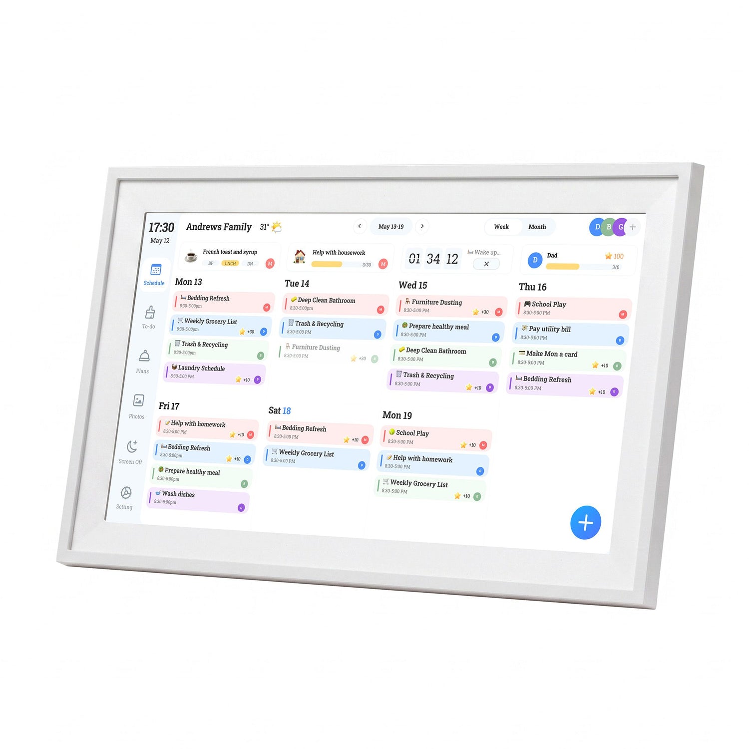 Artiss 15.6" Digital Calendar Planner Smart Photo Frame Family Chore Chart &amp; Sync