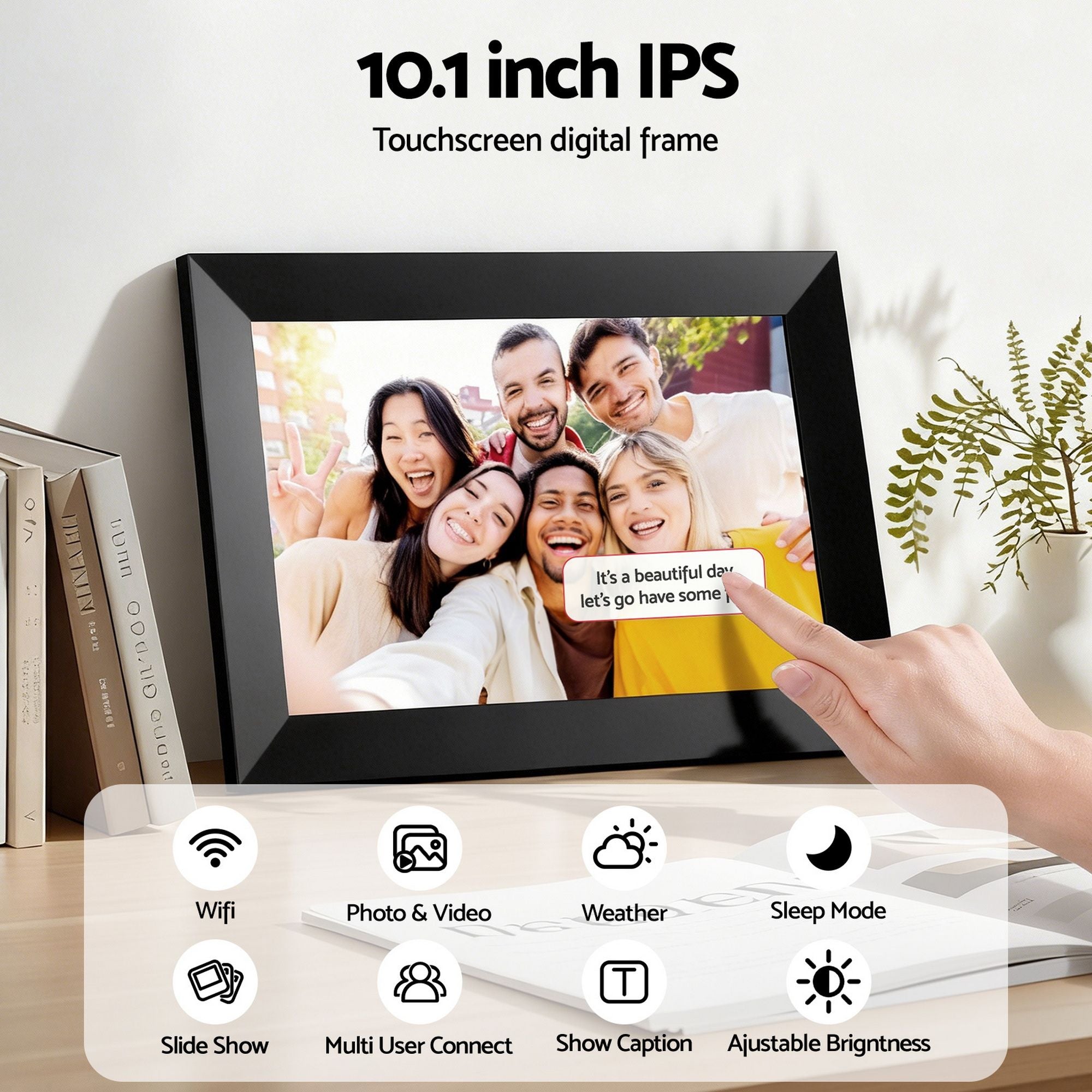 Artiss Digital Photo Frame 10.1 Inch WIFI Touch-Screen Picture Video Player 32G-Home &amp; Garden > Decor > Picture Frames-PEROZ Accessories