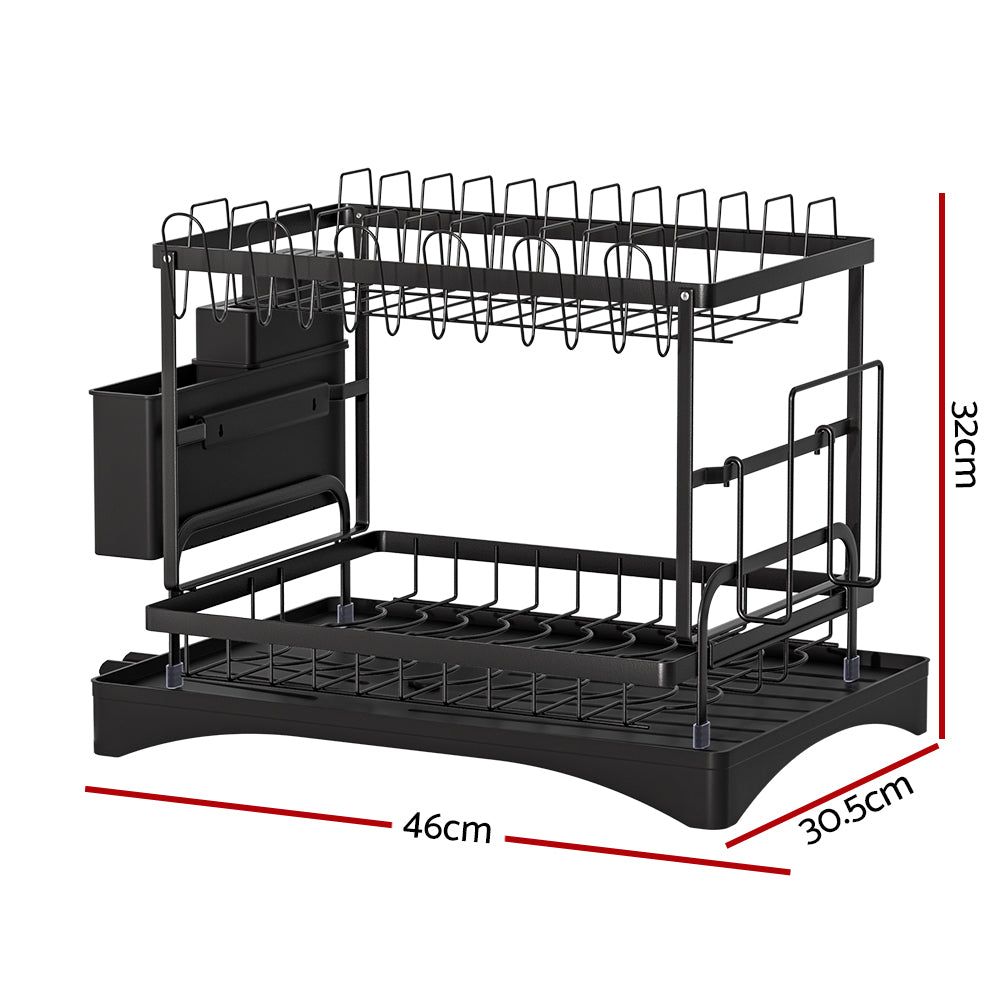 Cefito Dish Rack Expandable Drying Drainer Cutlery Holder Tray Kitchen 2 Tiers-Home &amp; Garden &gt; Kitchenware &gt; Dish Racks-PEROZ Accessories