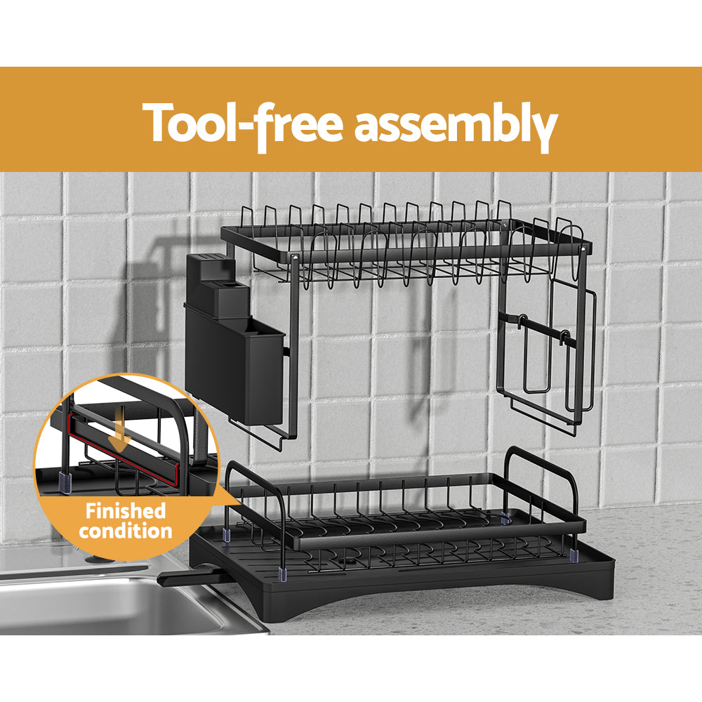 Cefito Dish Rack Expandable Drying Drainer Cutlery Holder Tray Kitchen 2 Tiers-Home &amp; Garden &gt; Kitchenware &gt; Dish Racks-PEROZ Accessories