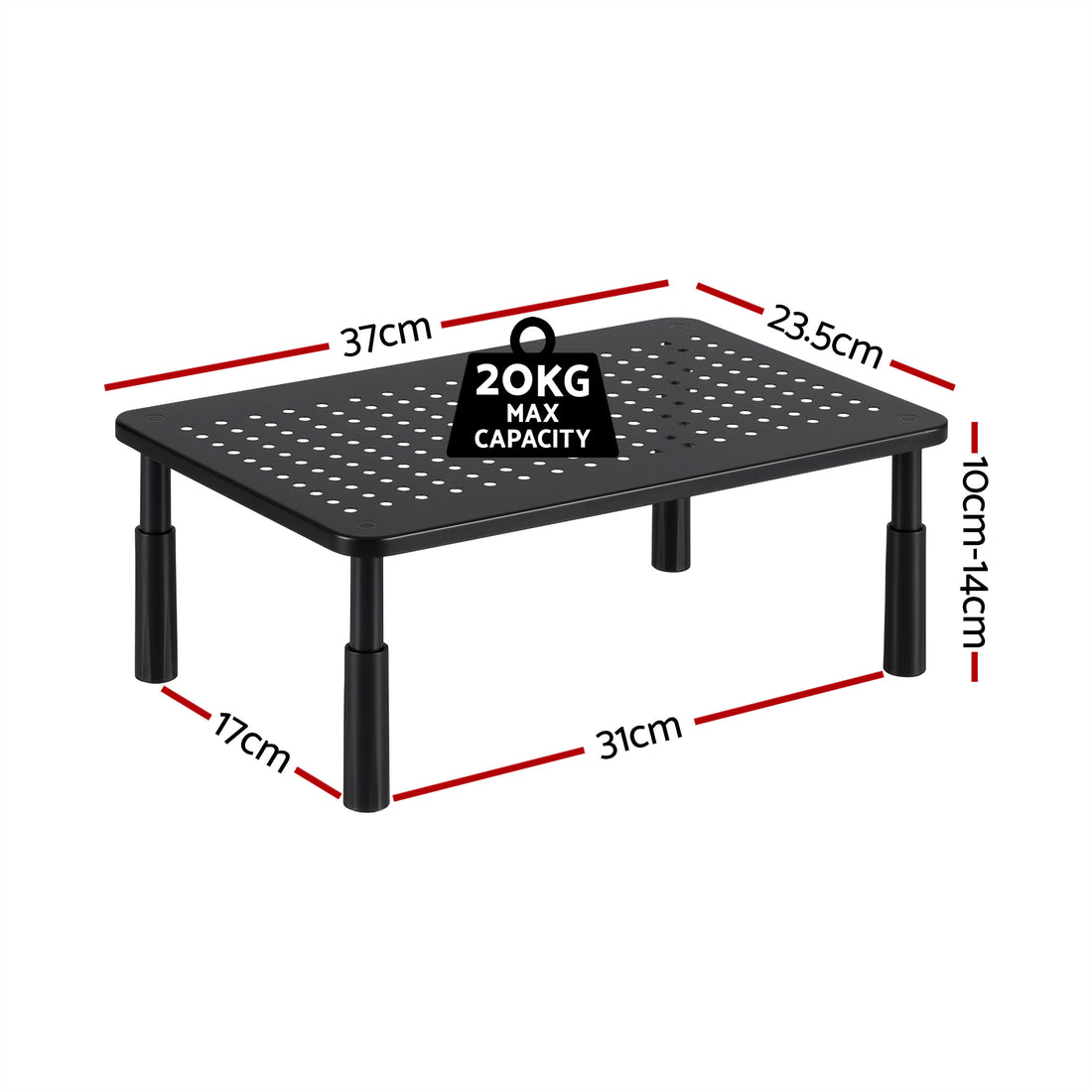 Artiss Monitor Stand Adjustable Riser For Computer Monitor And Laptop 3 Height Desk Organizer Black-Electronics > Computers &amp; Tablets > Desktops &amp; Accessories-PEROZ Accessories