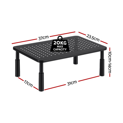 Artiss Monitor Stand Adjustable Riser For Computer Monitor And Laptop 3 Height Desk Organizer Black-Electronics > Computers &amp; Tablets > Desktops &amp; Accessories-PEROZ Accessories