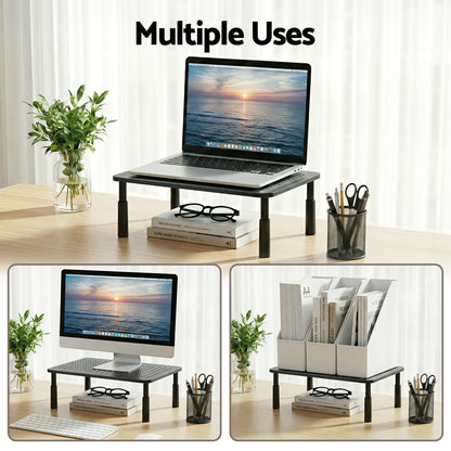 Artiss Monitor Stand Adjustable Riser For Computer Monitor And Laptop 3 Height Desk Organizer Black-Electronics > Computers &amp; Tablets > Desktops &amp; Accessories-PEROZ Accessories