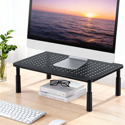 Artiss Monitor Stand Adjustable Riser For Computer Monitor And Laptop 3 Height Desk Organizer Black-Electronics > Computers &amp; Tablets > Desktops &amp; Accessories-PEROZ Accessories