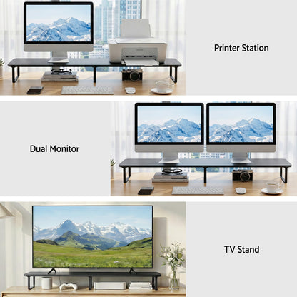 Artiss Dual Monitor Stand 100cm Riser Large Laptop Stand Desk Organiser Black-Electronics > Computers &amp; Tablets > Desktops &amp; Accessories-PEROZ Accessories