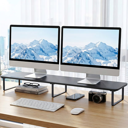Artiss Dual Monitor Stand 100cm Riser Large Laptop Stand Desk Organiser Black-Electronics > Computers &amp; Tablets > Desktops &amp; Accessories-PEROZ Accessories
