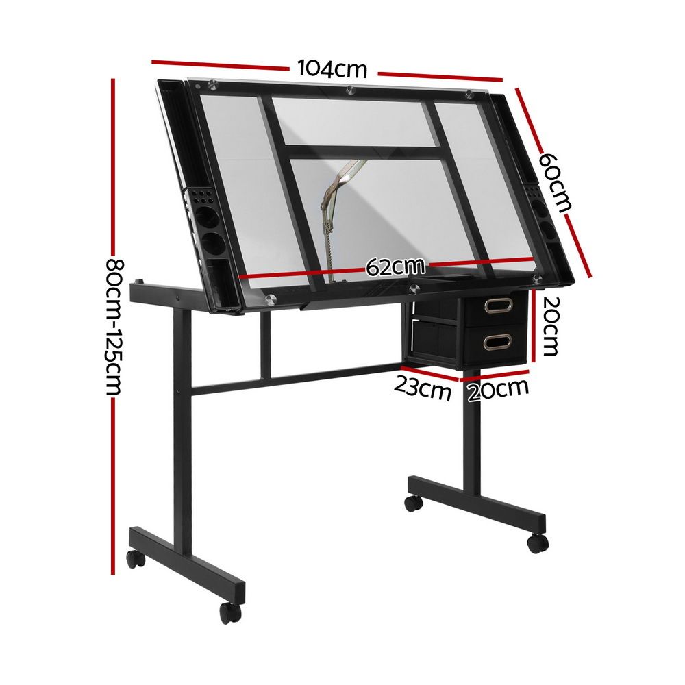 Artiss Drawing Desk Drafting Table Black-Furniture > Office-PEROZ Accessories