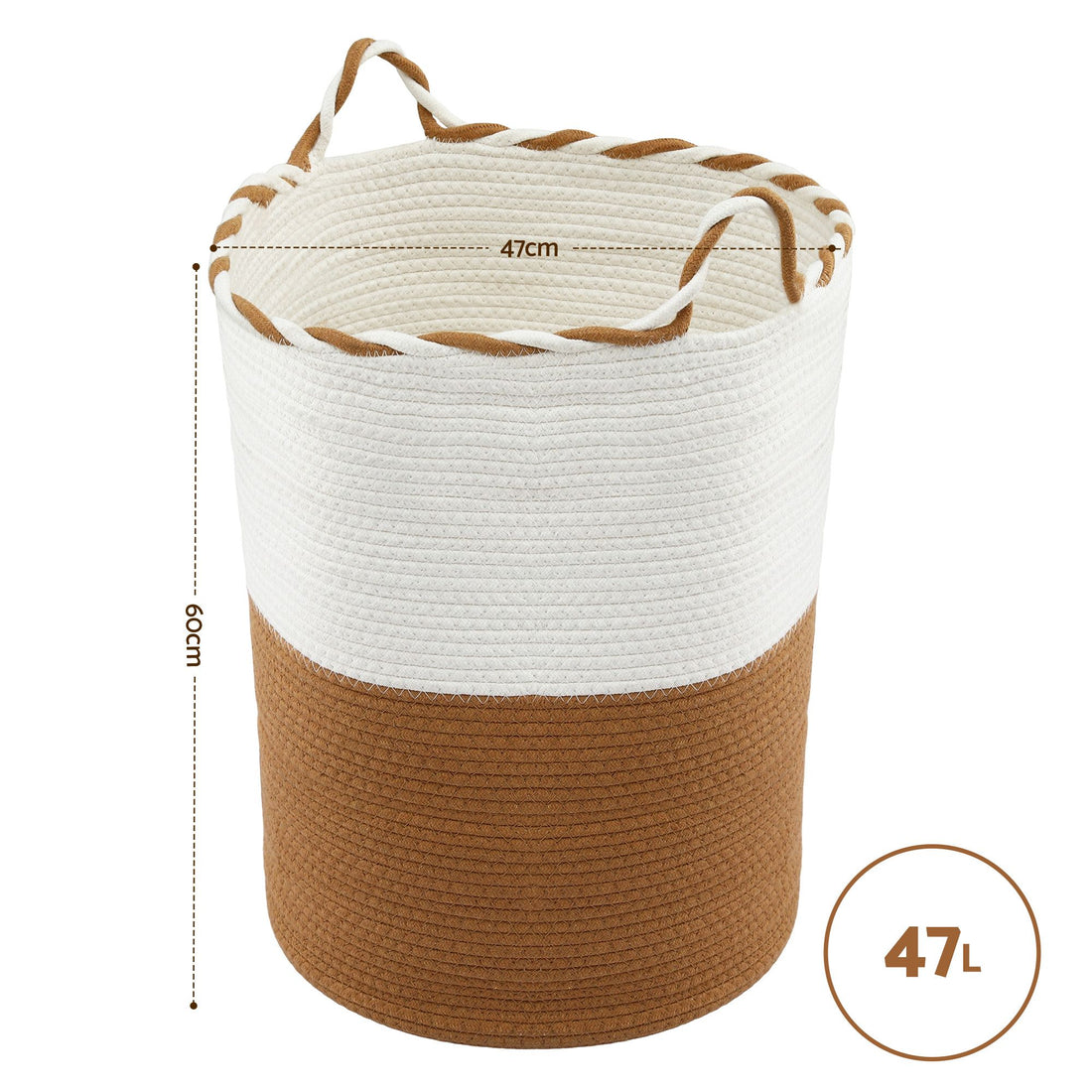 Artiss Woven Laundry Basket with handles Foldable White &amp; Brown-Home &amp; Garden > Laundry &amp; Cleaning > Laundry Baskets-PEROZ Accessories