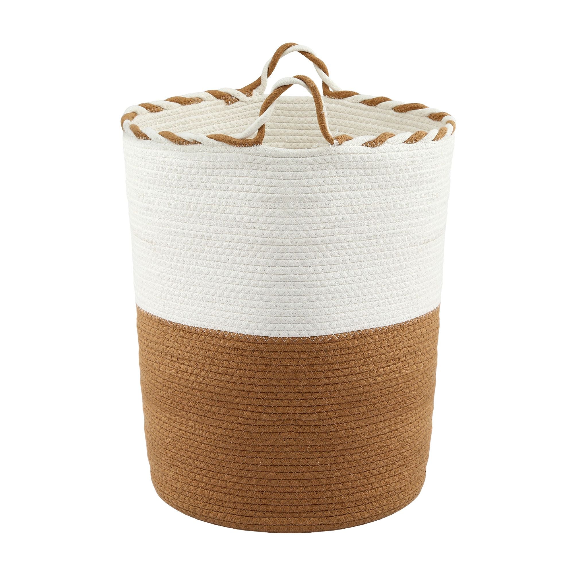 Artiss Woven Laundry Basket with handles Foldable White &amp; Brown-Home &amp; Garden > Laundry &amp; Cleaning > Laundry Baskets-PEROZ Accessories