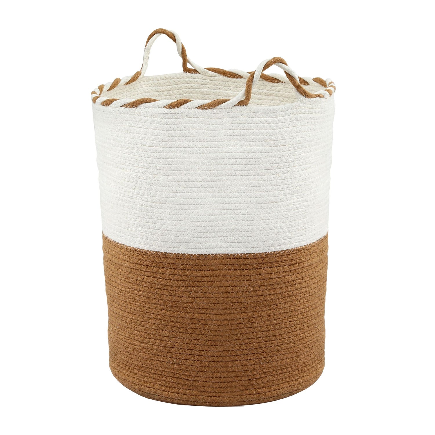 Artiss Woven Laundry Basket with handles Foldable White &amp; Brown-Home &amp; Garden > Laundry &amp; Cleaning > Laundry Baskets-PEROZ Accessories