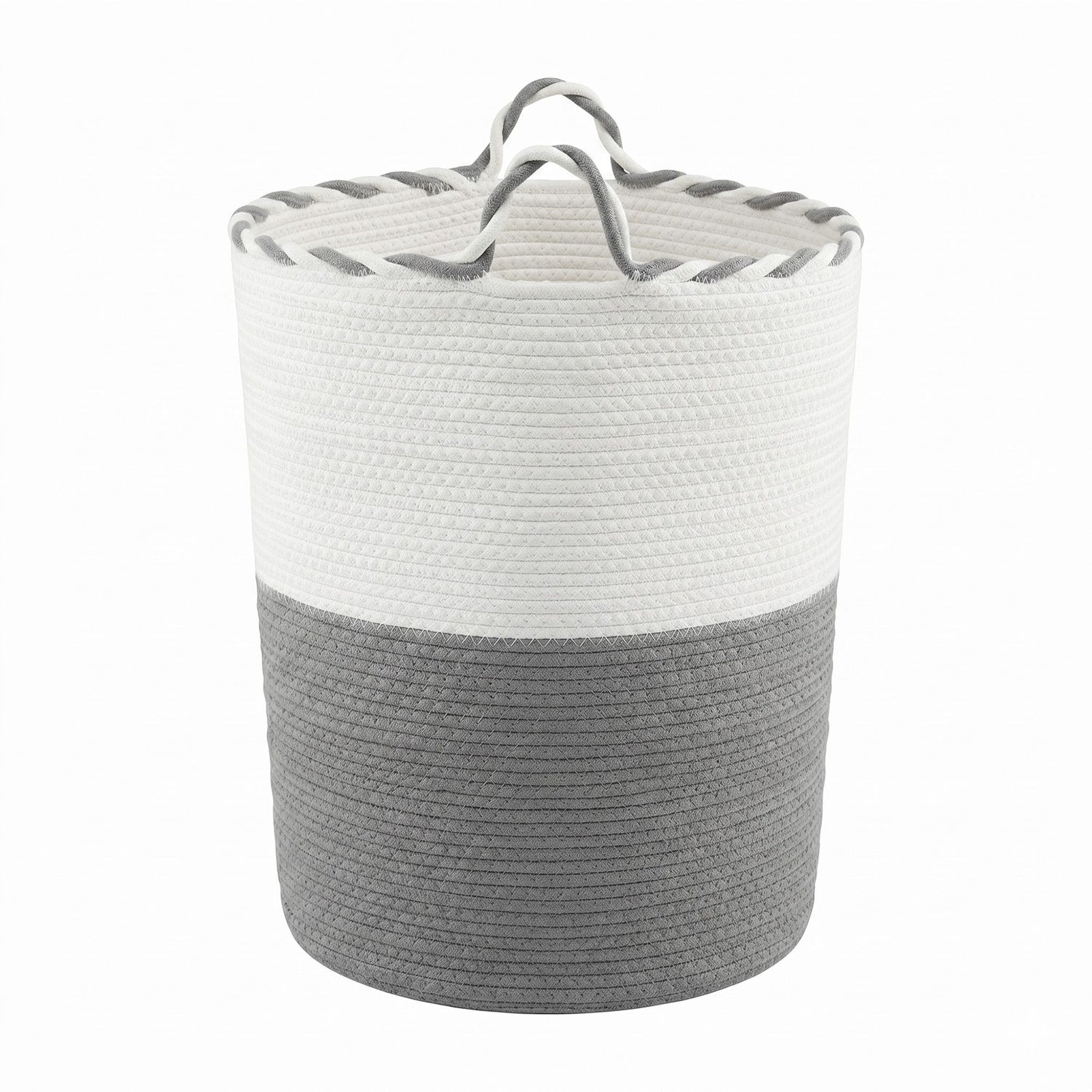 Artiss Woven Laundry Basket with handles Foldable White &amp; Grey-Home &amp; Garden > Laundry &amp; Cleaning > Laundry Baskets-PEROZ Accessories