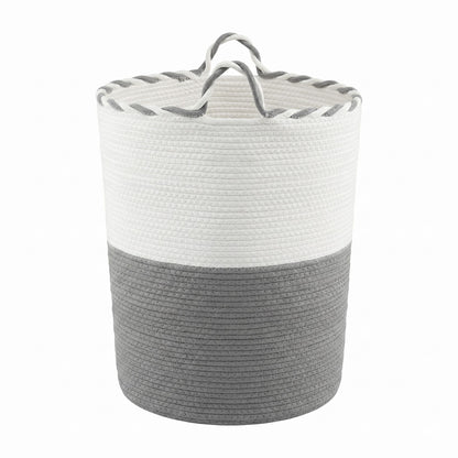 Artiss Woven Laundry Basket with handles Foldable White &amp; Grey-Home &amp; Garden > Laundry &amp; Cleaning > Laundry Baskets-PEROZ Accessories