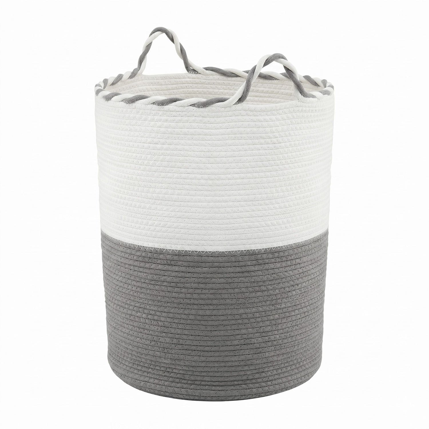 Artiss Woven Laundry Basket with handles Foldable White &amp; Grey-Home &amp; Garden > Laundry &amp; Cleaning > Laundry Baskets-PEROZ Accessories