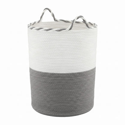 Artiss Woven Laundry Basket with handles Foldable White &amp; Grey-Home &amp; Garden > Laundry &amp; Cleaning > Laundry Baskets-PEROZ Accessories