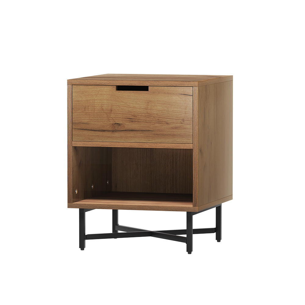 Artiss Bedside Table Drawers Side Table Shelf Storage Nightstand Rust Oak KRAVU-Furniture &gt; Bedroom-PEROZ Accessories