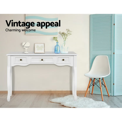Artiss Console Table 3 Drawers White Hamptons-Console Tables-PEROZ Accessories