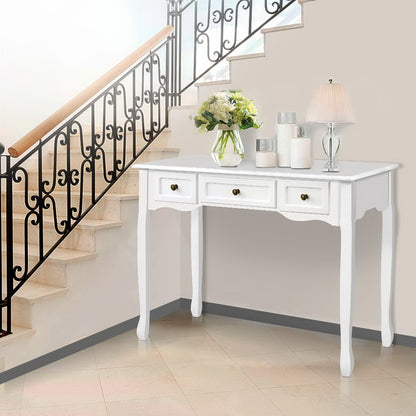 Artiss Console Table 3 Drawers White Hamptons-Console Tables-PEROZ Accessories