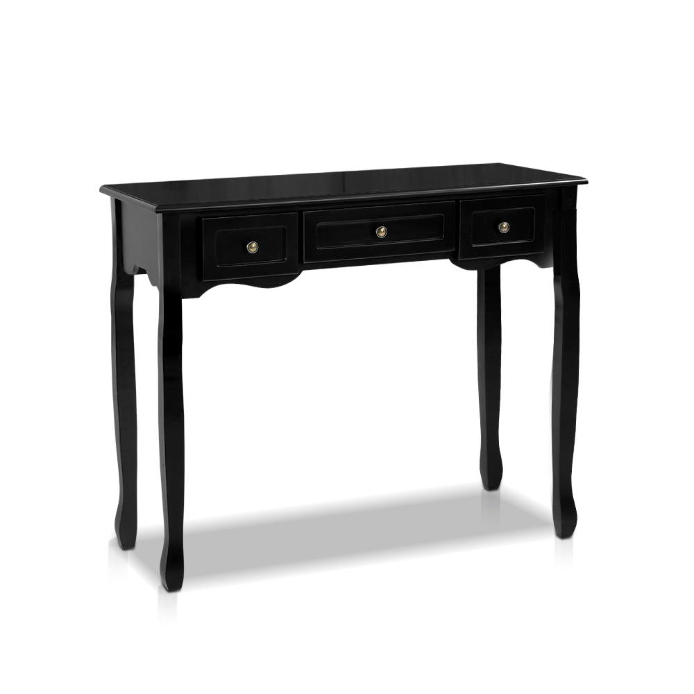 Artiss Console Table 3 Drawers Black Hamptons-Console Tables-PEROZ Accessories