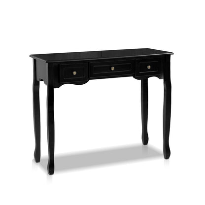 Artiss Console Table 3 Drawers Black Hamptons-Console Tables-PEROZ Accessories