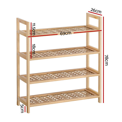 Artiss 4-tier Shoe Rack 12 Pairs Shoe Storage Weaved Shelves-Shoe Storage Cabinets-PEROZ Accessories