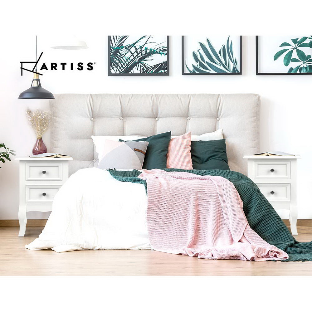 Artiss Bedside Table 2 Drawers - BISSET White-Bedside Tables-PEROZ Accessories