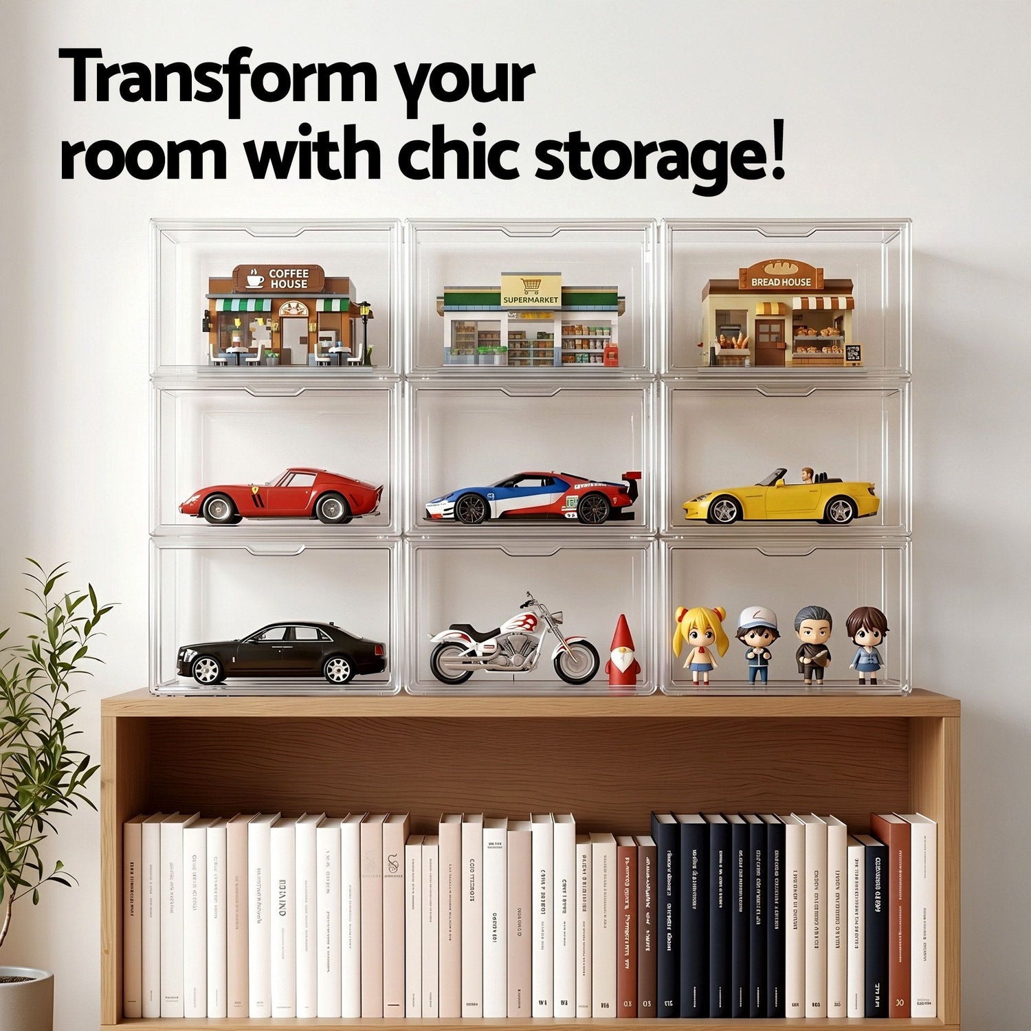 Artiss Clear Acrylic Display Case 3 Pack Toy Storage Box