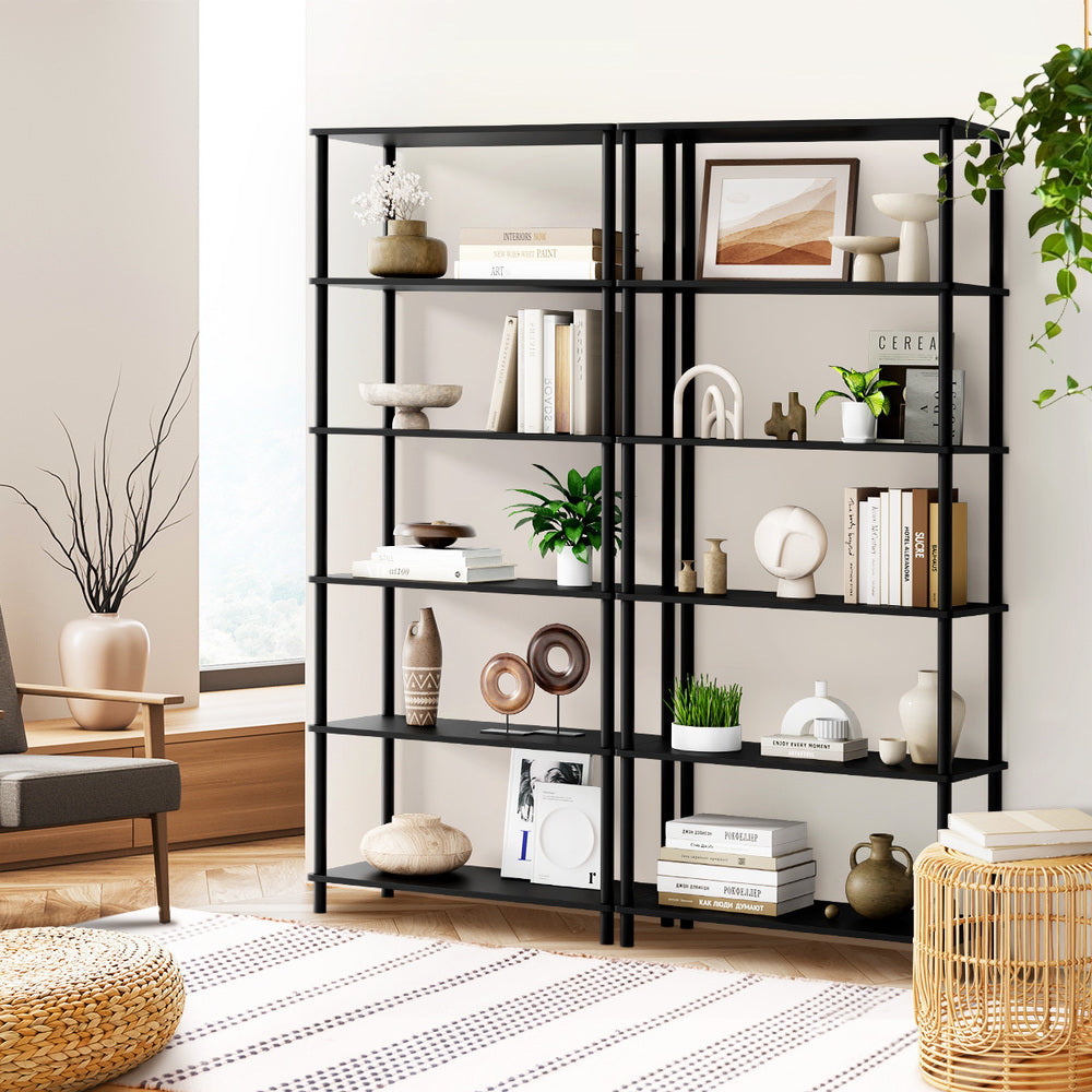 Oikiture Display Shelf 5 Tier Bookshelf Storage Rack Black-Display Shelf-PEROZ Accessories