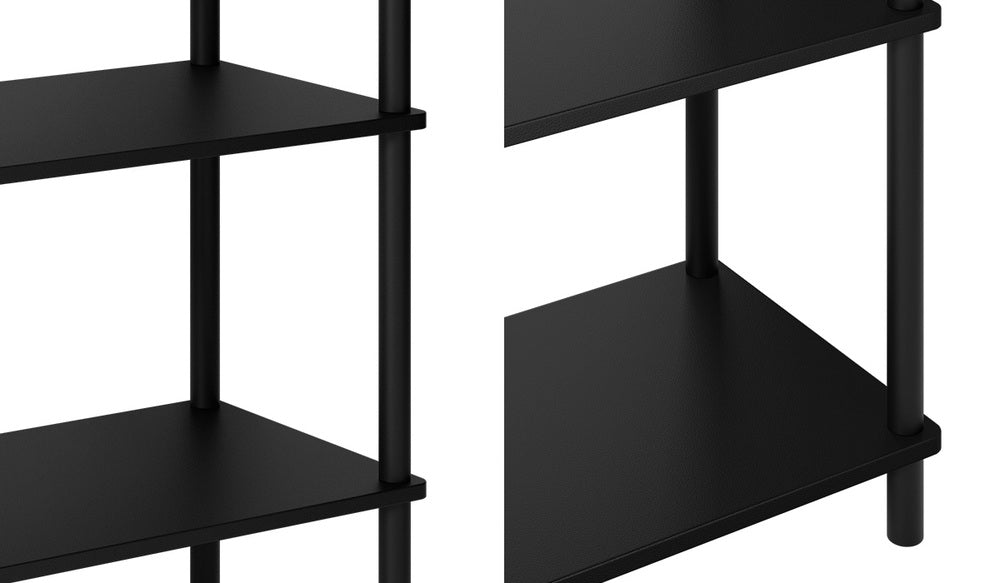 Oikiture Display Shelf 5 Tier Bookshelf Storage Rack Black-Display Shelf-PEROZ Accessories