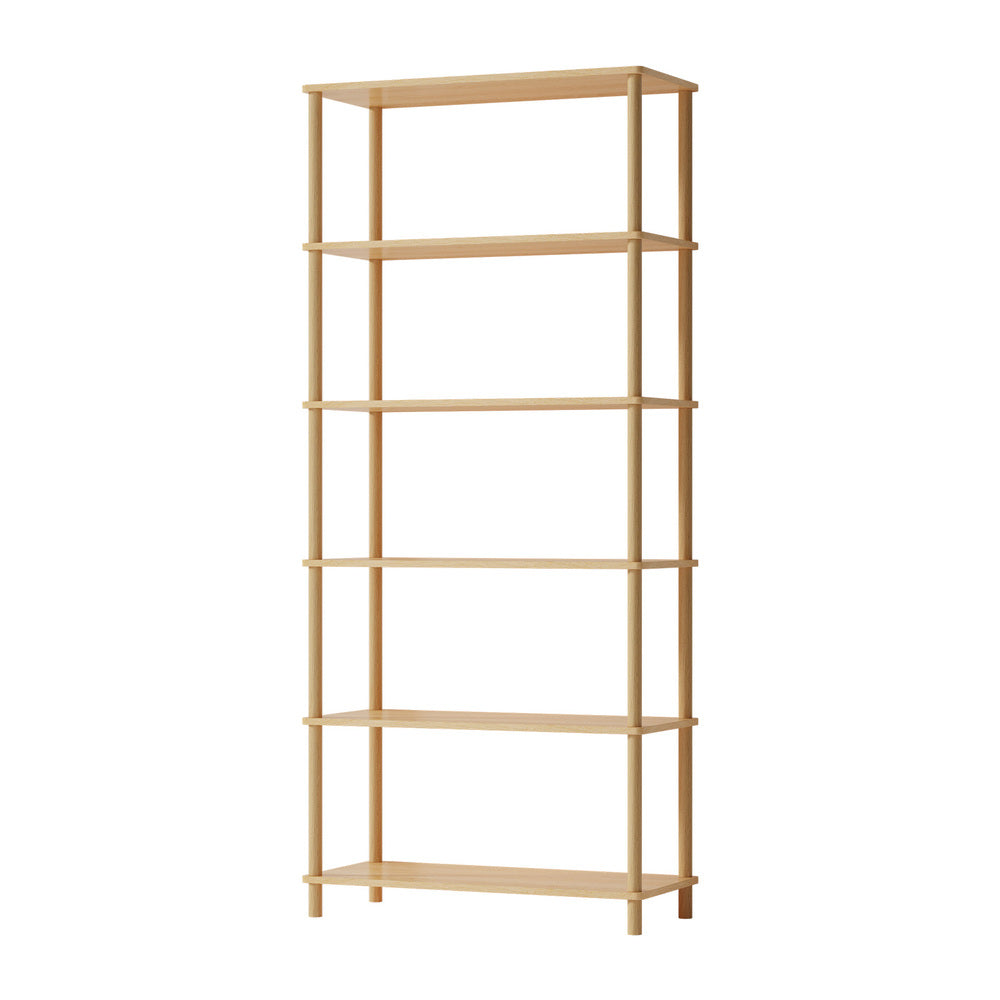 Oikiture Display Shelf 5 Tier Bookshelf Storage Rack Natural-Display Shelf-PEROZ Accessories