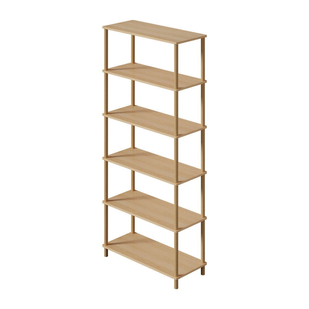 Oikiture Display Shelf 5 Tier Bookshelf Storage Rack Natural-Display Shelf-PEROZ Accessories