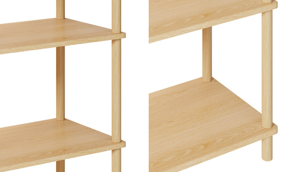 Oikiture Display Shelf 5 Tier Bookshelf Storage Rack Natural-Display Shelf-PEROZ Accessories
