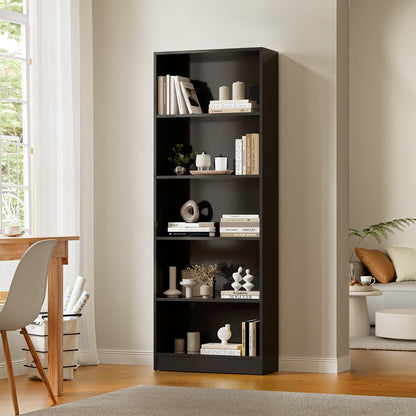 Oikiture Bookshelf Display Shelf 5-Tier Black-Display Shelf-PEROZ Accessories