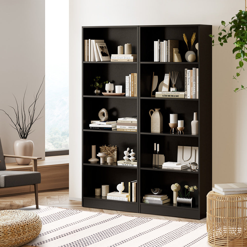Oikiture Bookshelf Display Shelf 5-Tier Black-Display Shelf-PEROZ Accessories