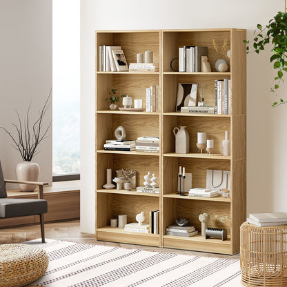 Oikiture Bookshelf Display Shelf 5-Tier Natural-Display Shelf-PEROZ Accessories