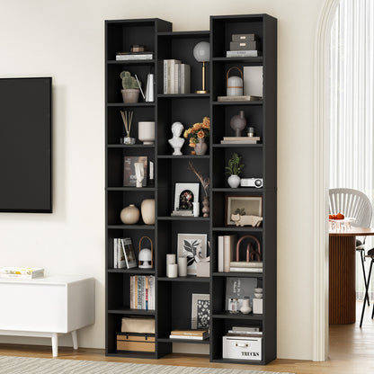 Oikiture Bookshelf Display Shelf CD DVD Storage Media Rack Black-Display Shelf-PEROZ Accessories