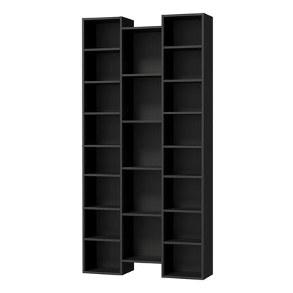 Oikiture Bookshelf Display Shelf CD DVD Storage Media Rack Black-Display Shelf-PEROZ Accessories