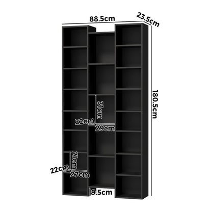 Oikiture Bookshelf Display Shelf CD DVD Storage Media Rack Black-Display Shelf-PEROZ Accessories
