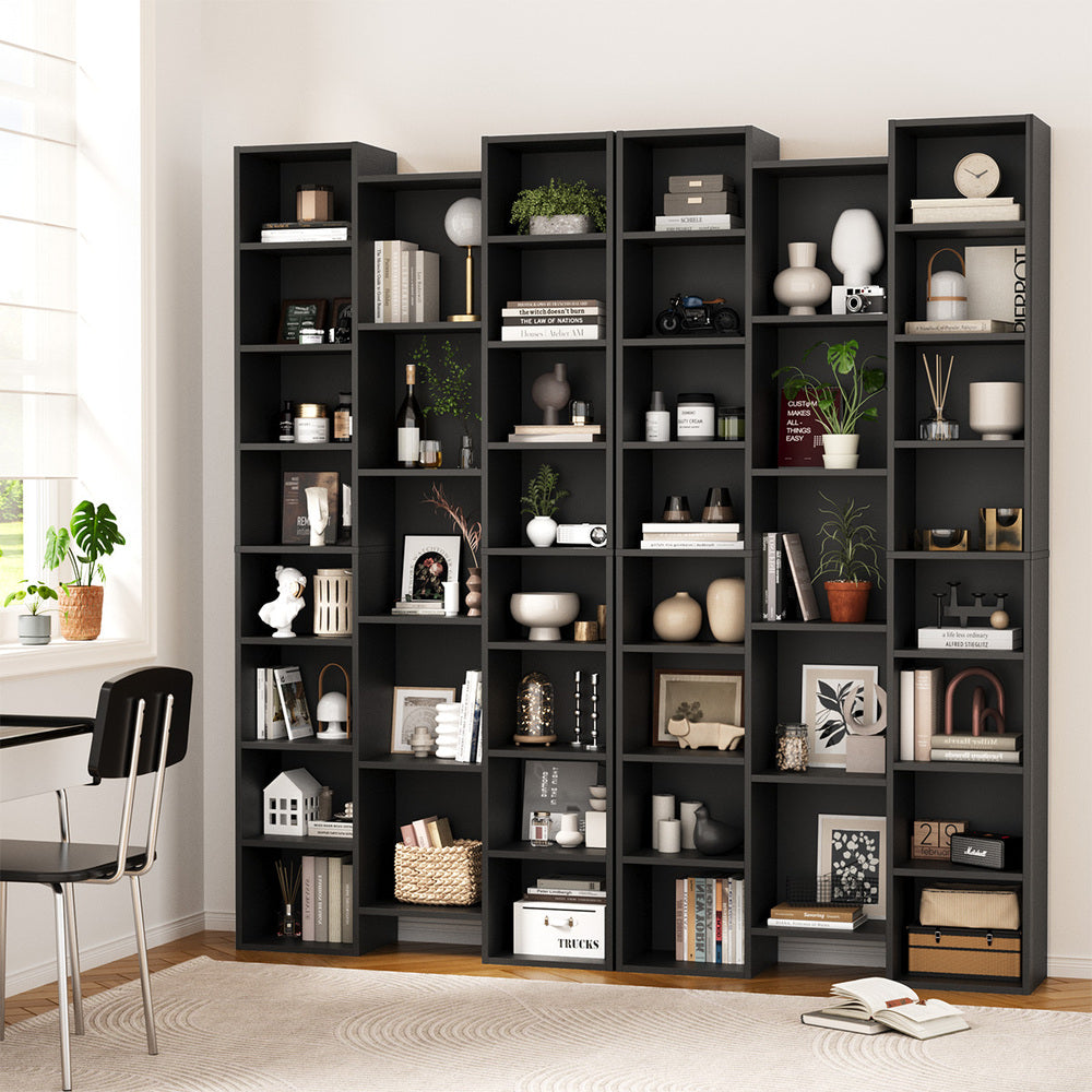 Oikiture Bookshelf Display Shelf CD DVD Storage Media Rack Black-Display Shelf-PEROZ Accessories