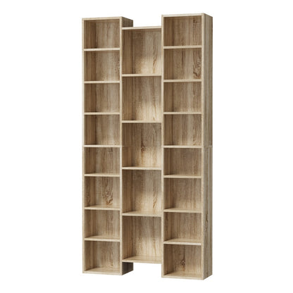Oikiture Bookshelf Display Shelf CD DVD Storage Media Rack Natural-Display Shelf-PEROZ Accessories