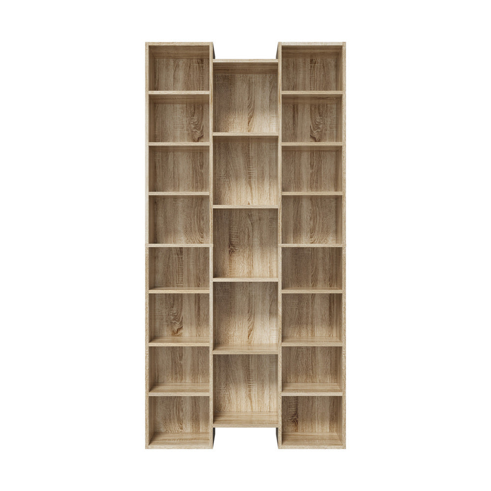 Oikiture Bookshelf Display Shelf CD DVD Storage Media Rack Natural-Display Shelf-PEROZ Accessories