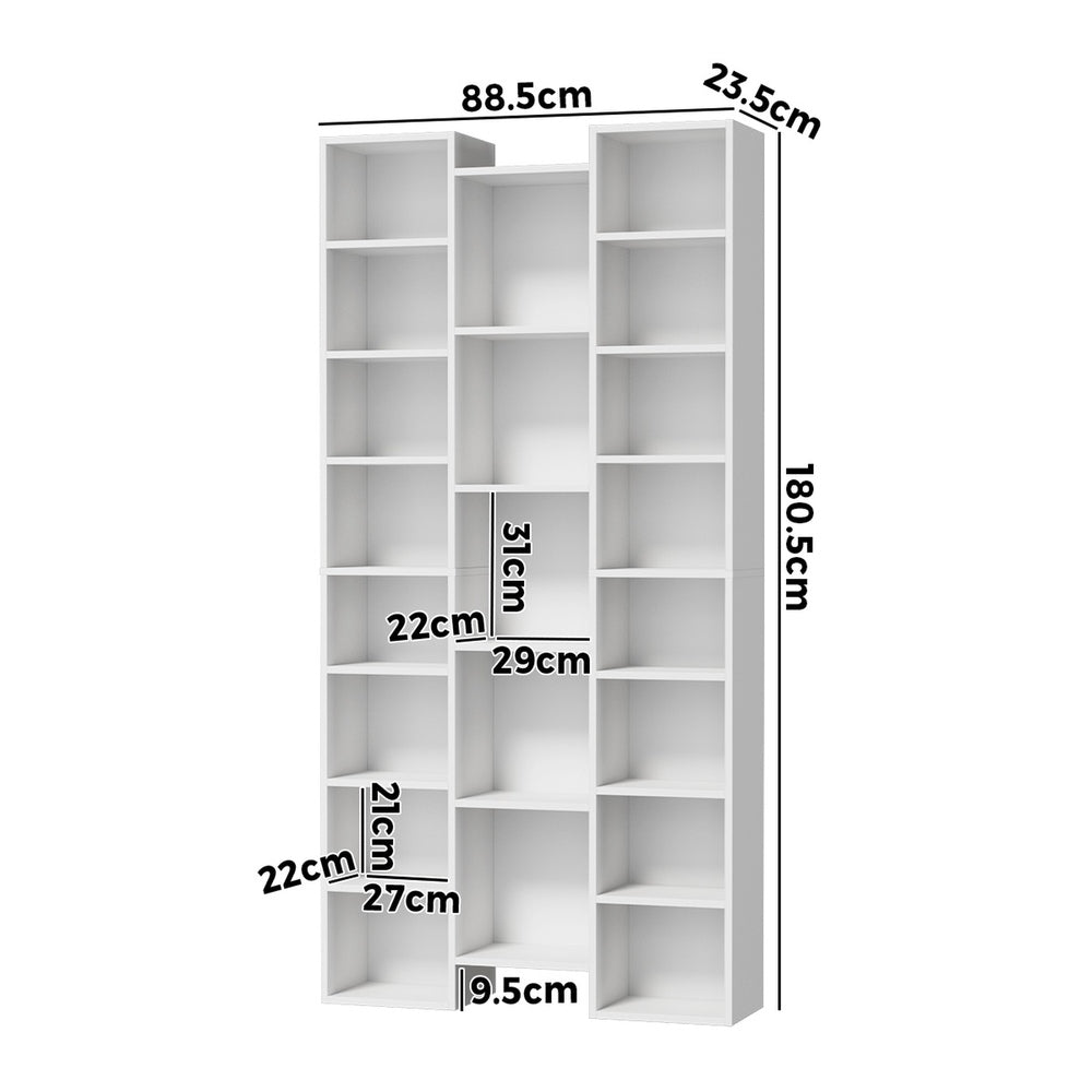 Oikiture Bookshelf Display Shelf CD DVD Storage Media Rack White-Display Shelf-PEROZ Accessories