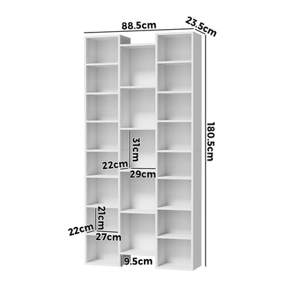 Oikiture Bookshelf Display Shelf CD DVD Storage Media Rack White-Display Shelf-PEROZ Accessories
