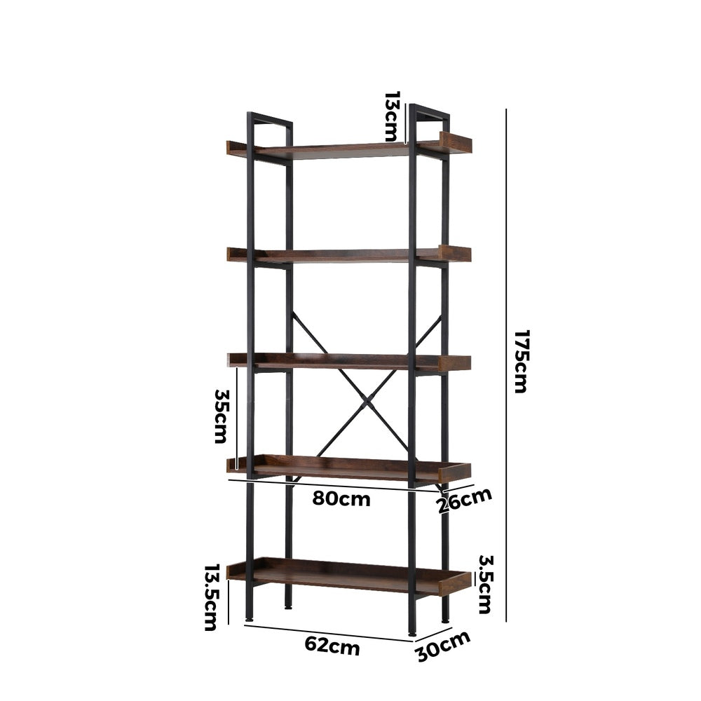 Oikiture Display Shelf 5-Tier Stand Rack 80CM-Bookshelf-PEROZ Accessories