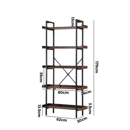 Oikiture Display Shelf 5-Tier Stand Rack 80CM-Bookshelf-PEROZ Accessories