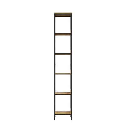 Oikiture Display Shelf 5 Tier Storage Shelves Black &amp; Natural-Display Shelf-PEROZ Accessories