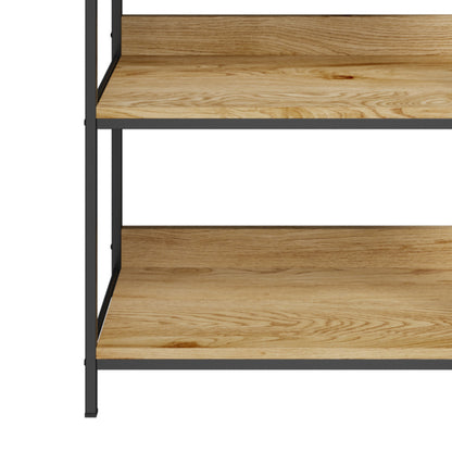 Oikiture Display Shelf 5 Tier Storage Shelves Black &amp; Natural-Display Shelf-PEROZ Accessories