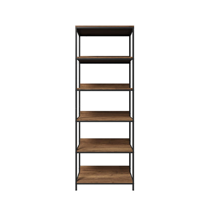 Oikiture Display Shelf 5 Tier Storage Shelves Black &amp; Walnut-Display Shelf-PEROZ Accessories