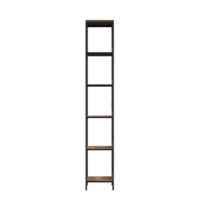 Oikiture Display Shelf 5 Tier Storage Shelves Black &amp; Walnut-Display Shelf-PEROZ Accessories